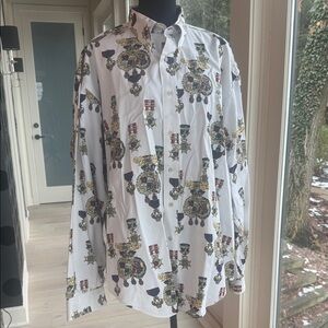 Vintage Tommy Hilfiger Cotton White Oxford Shirt with Crest Pattern SZ XL